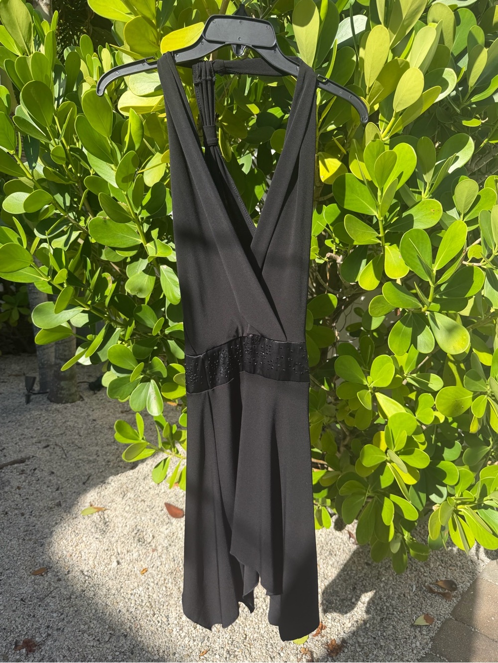 Rampage y2k Black Sleeveless V-Neck Cocktail Dress with Beaded Waist fairycore